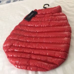 Issac Mizrahi Dog Puffer Jacket Coat Red Glossy Size XL NWT.New with tags